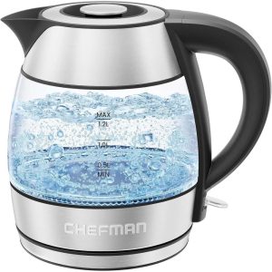 1.2L Electric Tea Kettle with LED Lights, Automatic Shut Off, Removable Lid  |  Tea Kettle Coffee & Tea Silver