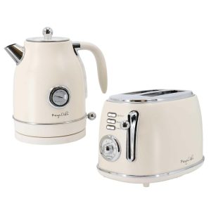 1.7 Liter Electric Tea Kettle and 2 Slice Toaster Combo in Matte Cream  |  Tea Kettle Coffee & Tea Tea Kettle