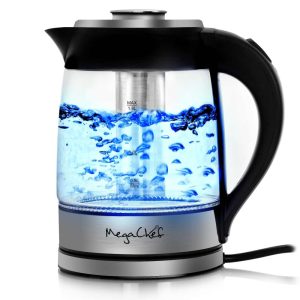 1.8 Liter Cordless Glass and Stainless Steel Electric Tea Kettle with Tea Infuser – N/A  |  Tea Kettle Coffee & Tea Black