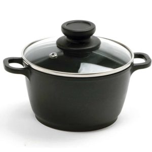 1 Quart Nonstick Mini Pot with Vented Tempered Glass Lid  |  Pots and Pans Pots & Pans Black