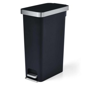 10.5 Gallon Plastic Slim Step On Kitchen Trash Can  |  Kitchen Trash Cans Kitchen Storage Black