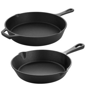 10 Inch and 8 Inch Cast Iron Fry Pan Set  |  Pots and Pans Pots & Pans Black