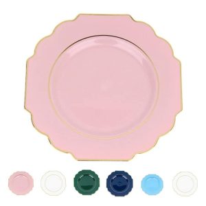 10 Pcs 12 Inch Baroque Plastic Dinner Plates  |  Plates Dinnerware Blue, Brown, Clear, Gold, Green, Orange, Pink, Red, White