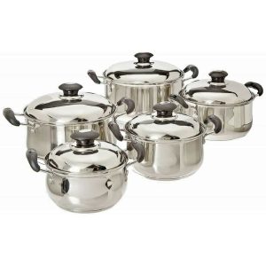 10-Piece Stainless Steel Cookware Set in Silver  |  Cookware Sets Cookware Sets Cookware Sets