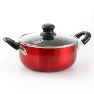 10-Quart Metallic Red Aluminum Dutch Oven with Glass Lid  |  Slow Cookers Kitchen Appliances Red