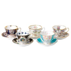 100 Years 1900-1940 Teacup and Saucer Set  |  Cups Cups Blue, Multi, White