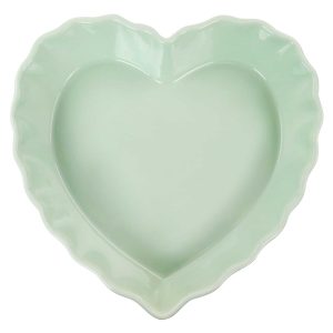 11in Heart Shaped Stoneware Cake Pan in Mint  |  Bakeware Bakeware Bakeware