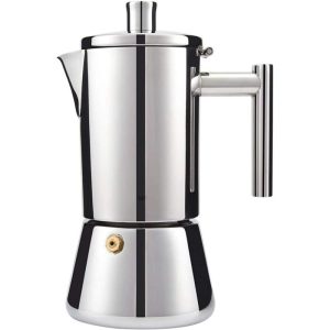 12 Cup Stovetop Espresso Maker Stainless Steel , 17.5 oz  |  French Press Coffee & Tea Black, Silver