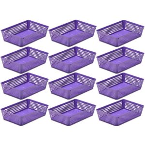 12-Pack Plastic Storage Baskets for Office Drawer, Classroom Desk  |  Food Storage Containers Food Storage Containers Blue, Clear, Green, Grey, Pink, Purple, White