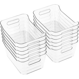 12 Pack Plastic Storage Bins  |  Food Storage Containers Food Storage Containers Clear