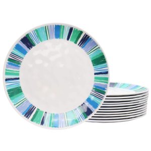 12 Piece 11 Inch Melamine Dinner Plate Set in Blue  |  Plates Dinnerware Blue