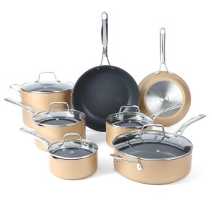 12 Piece Hard Anodized Aluminum Nonstick Cookware Set, Copper  |  Cookware Sets Cookware Sets Cookware Sets