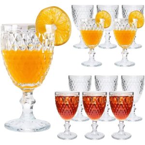 12-Pieces Vintage Red Wine Glasses Set – 10 Ounce  |  Wine Glasses Dinnerware Clear