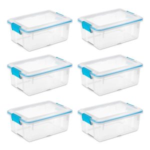 12 Qt Plastic Storage Bin Container Clear Gasket Sealed Box, (6 Pack)  |  Food Storage Containers Food Storage Containers Food Storage Containers