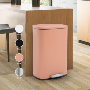 13 Gallon 50 Liter Stainless Steel Step Trash Can with Removable Inner Bucket by   |  Kitchen Trash Cans Kitchen Storage Black, Pink, Silver, White