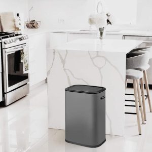 14.5 Gallon Smart Trash Can  |  Kitchen Trash Cans Kitchen Storage Grey, Off-White, Silver, White