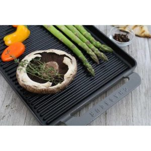 14-inch Caviar-Grey Rectangular French Enameled Cast Iron Grill Pan  |  Grill Pans and Griddles Grey