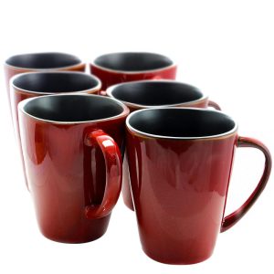 14 Ounce Stoneware Dinner Mugs 6 Piece Set in Rose  |  Cups Cups Cups