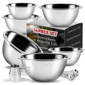 14 Piece Premium Nesting Stainless Steel Mixing Bowls with Measuring Cups and Spoons Set  |  Kitchen Tools Kitchen Tools Kitchen Tools