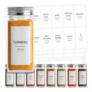 140 Spice Labels Stickers, Preprinted White Minimalist Spice Jar Labels  |  Food Storage Containers Food Storage Containers Food Storage Containers