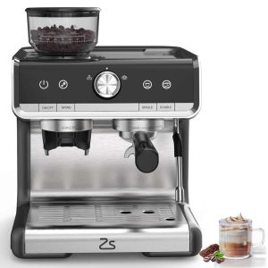 1450W Semi-Automatic Espresso Machine with Built-in Grinder and Milk Frother  |  Espresso Machines Coffee & Tea Espresso Machines