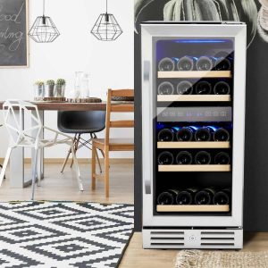 15 Inch Wine Cooler Under Counter  |  Wine Racks Kitchen Storage Silver