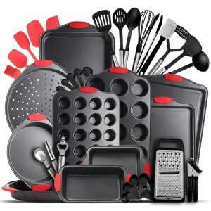 15 Piece Bakeware Set + 24 Piece Utensil Set – Stainless Steel, Non-Stick, Dishwasher Safe, and Heat Resistant  |  Bakeware Bakeware Bakeware