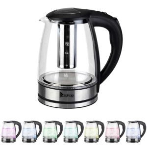 1500W 1.8L Electric Kettle Water Heater, Glass Tea, Coffee Pot, Auto Shut-Off  |  Pots and Pans Pots & Pans Black