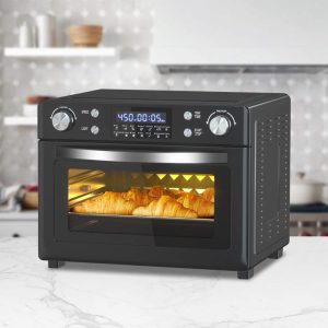 16″ Matte Black Stainless Countertop Oven with Rotisserie  |  Toaster Ovens Kitchen Appliances Black