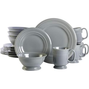 16 Piece Fine Ceramic Dinnerware Set in Gray  |  Dinnerware Sets Dinnerware Dinnerware Sets