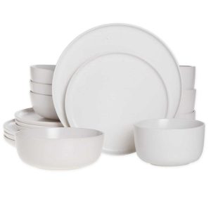 16 Piece Stoneware Dinnerware Set in Sea Salt With Reactive Glaze  |  Dinnerware Sets Dinnerware Dinnerware Sets