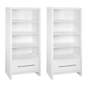 165100 Decorative Storage Tower Bookcase with Drawer, White (2 Pack) – 130  |  Pantry Cabinets Kitchen Furniture Pantry Cabinets