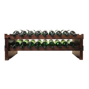 18 Bottle, 2 x 9 Bottle Modular Wine Rack, Stained  |  Wine Racks Kitchen Storage Brown