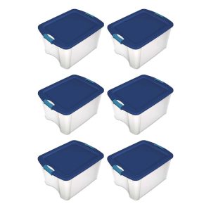 18 Gallon Stackable Latch and Carry Storage Container, Clear (6 Pack) – Blue – 5  |  Food Storage Containers Food Storage Containers Food Storage Containers