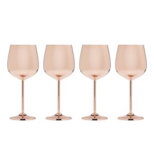 18 Oz Copper Stainless Steel White Wine Glasses, Set of 4  |  Wine Glasses Dinnerware Tan