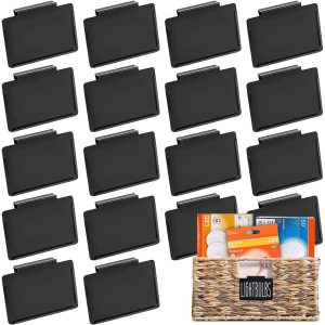 18 Pcs Black Label Holders, Clip On Labels for Storage Bins & Basket Organizer  |  Food Storage Containers Food Storage Containers Black