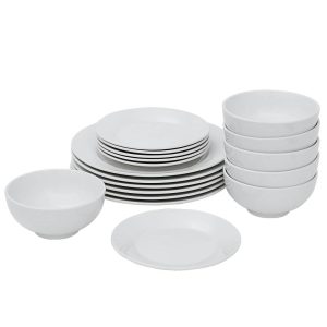 18-Piece Round Dinnerware Set – White Service for 6  |  Plates Dinnerware Plates