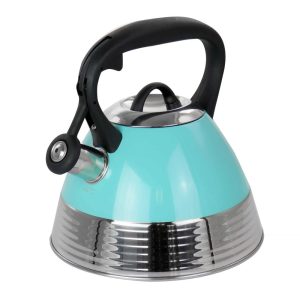 2.5 Quart Stainless Steel Whistling Tea Kettle in Turquoise  |  Tea Kettle Coffee & Tea Tea Kettle