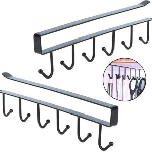 2-Pack Under-Shelf Mug Holder Rack  |  Pot Racks Kitchen Storage Black