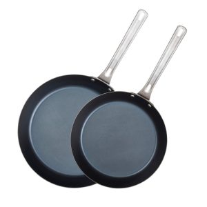 2-Piece Blue Carbon Steel Fry Pan Set  |  Pots and Pans Pots & Pans Black