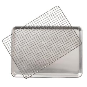 2 Piece Half Sheet with Oven-Safe Grid – Silver  |  Bakeware Bakeware Bakeware