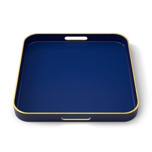 2-Piece Square Serving Trays with Handles – 14.7 x 14.7 in  |  Serveware Dinnerware Blue