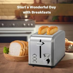 2-Slice oaster with 1.5 inch Wide Slot,Toast Bread Machine  |  Toaster Ovens Kitchen Appliances Silver