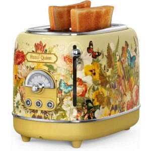 2-Slice Retro Toaster, 6 Browning Levels, 3 Functions-Defrost/Reheat/Cancel  |  Toasters Kitchen Appliances Green, Yellow