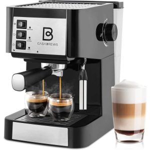 20 Bar Compact Espresso Machine w/ Milk Frother Wand  |  Espresso Machines Coffee & Tea Black