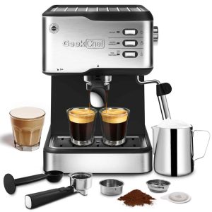 20 Bar Espresso Machine with ESE POD Capsules Filter Milk Frother and Steam Wand  |  Espresso Machines Coffee & Tea Black, Silver