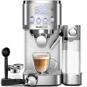 20 Bar Pump Stainless Steel Espresso Machine with Automatic Milk Frother, ESE POD Filter, and Water Tank  |  Espresso Machines Coffee & Tea Espresso Machines