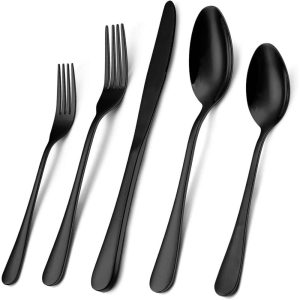 20-Piece Flatware Sets  |  Flatware Dinnerware Black, Silver