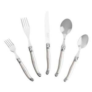 20 Piece Laguiole Flatware Set, Service for 4, Pewter  |  Flatware Dinnerware Brown, Grey, Silver, Stainless Steel