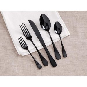 20 Piece Silverware Flatware Set Stainless Steel Utensils Cutlery Set – Service for 4 – Dishwasher Safe  |  Flatware Dinnerware Black, Silver